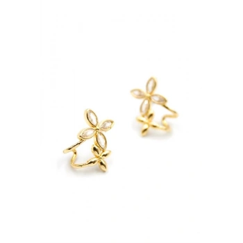 Çoklu Çiçek Küpe - Altın