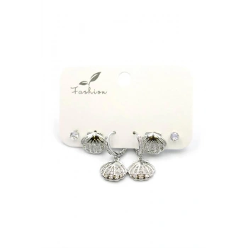 Çoklu Deniz Kabuğu Küpe - Gümüş