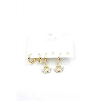 Çoklu Kuğu Küpe - Altın