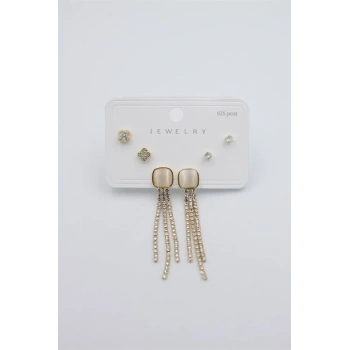 Çoklu Set Küpe - Altın