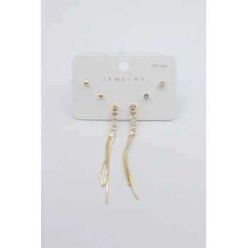 Çoklu Set Küpe - Altın