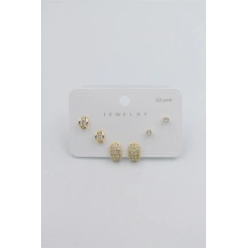 Çoklu Set Küpe - Altın