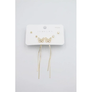 Çoklu Set Küpe - Altın