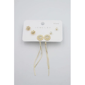 Çoklu Set Küpe - Altın