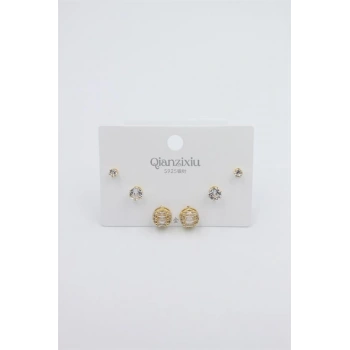 Çoklu Set Küpe - Altın