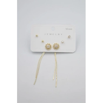 Çoklu Set Küpe - Altın