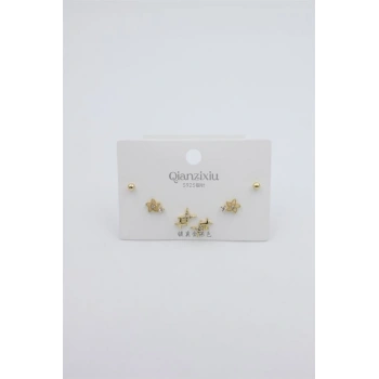 Çoklu Set Küpe - Altın