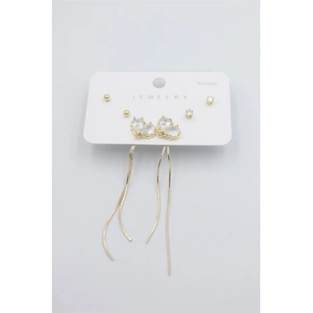 Çoklu Set Küpe - Altın