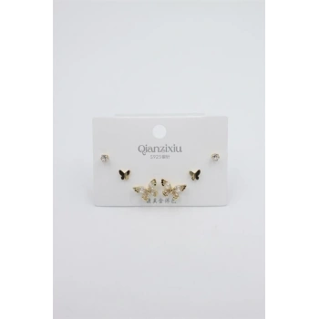 Çoklu Set Küpe - Altın