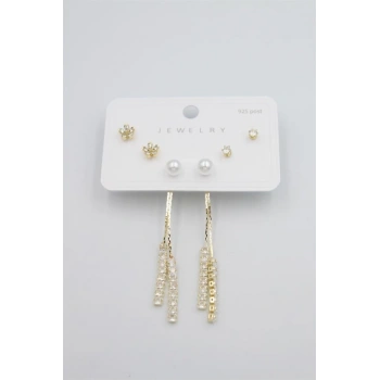 Çoklu Set Küpe - Altın