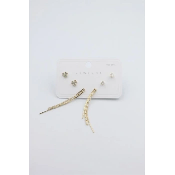 Çoklu Set Küpe - Altın