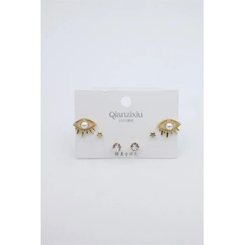 Çoklu Set Küpe - Altın