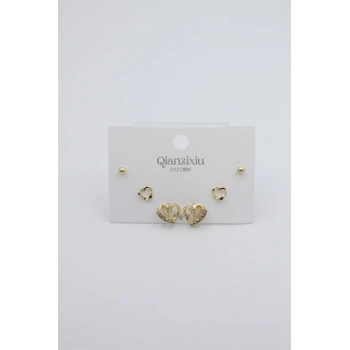 Çoklu Set Küpe - Altın