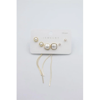 Çoklu Set Küpe - Altın