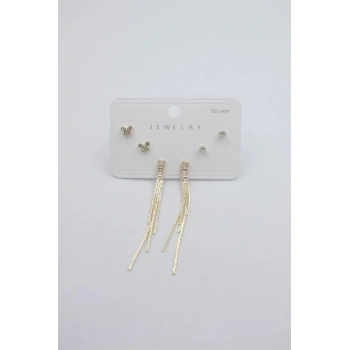 Çoklu Set Küpe - Altın