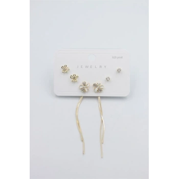 Çoklu Set Küpe - Altın