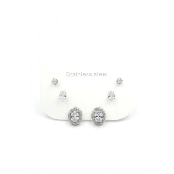 Çoklu Taşlı Küpe - Gümüş