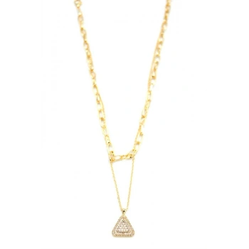 Çoklu Üçgen Kolye - Altın