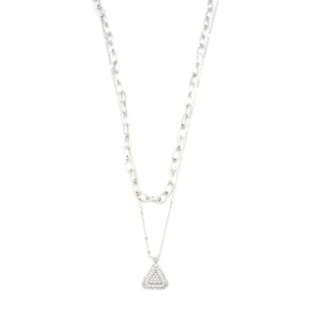 Çoklu Üçgen Kolye - Gümüş