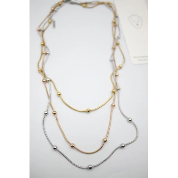 Çoklu Zincir Toplu Çelik Kolye - ÇOK RENKLİ