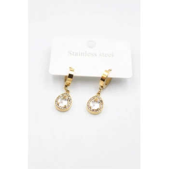 Damla Taşlı Küpe - Altın