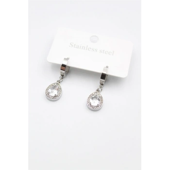 Damla Taşlı Küpe - Gümüş