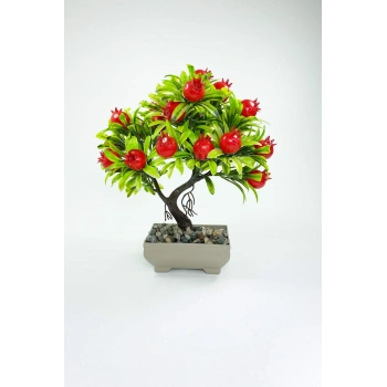 Dekor Ağaç Bereket Nar Ağacı Saksılı Dekoratif Ağaç Biblo 24x13 cm