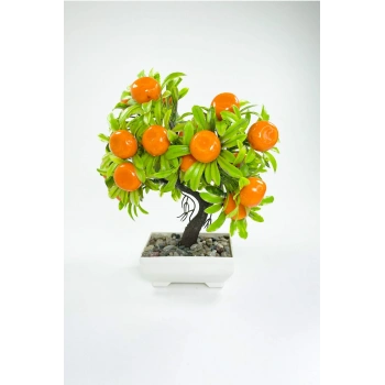 Dekor Ağaç Portakal Ağacı Saksılı Dekoratif Ağaç Biblo 24x13 cm