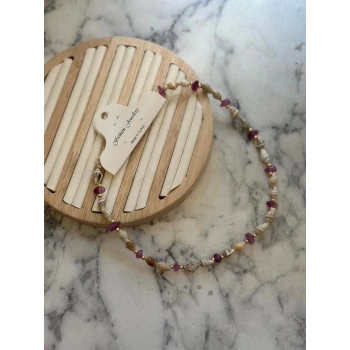 Deniz Kabuğu Kolye - Mor