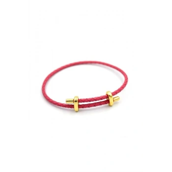 Deri Hasır Bileklik - Fuşya