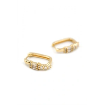 Dikdörtgen Taşlı Küpe - Altın