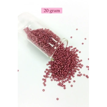 Dökme Cam Kum Boncuk (11/0) 2 mm - 20 Gram -  Koyu Pembe - BNC011
