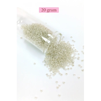 Dökme Cam Kum Boncuk (11/0) 2 mm - 20 Gram -  Şeffaf - BNC034