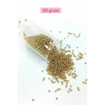 Dökme Cam Kum Boncuk (11/0) 2 mm - 60 Gram -  Altın - BNC059