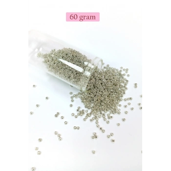 Dökme Cam Kum Boncuk (11/0) 2 mm - 60 Gram -  Gümüş - BNC057