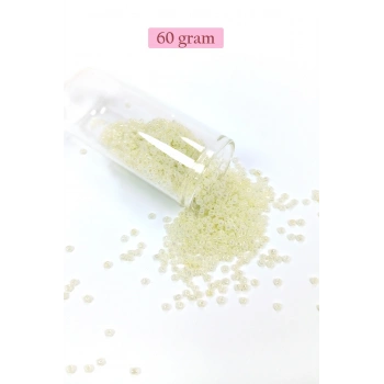 Dökme Cam Kum Boncuk (11/0) 2 mm - 60 Gram -  Krem - BNC047