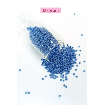 Dökme Cam Kum Boncuk (11/0) 2 mm - 60 Gram -  Mavi - BNC044