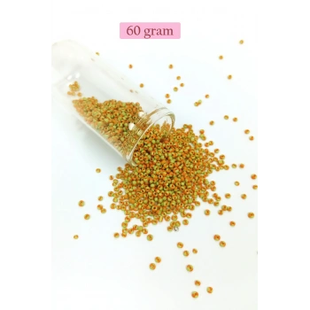 Dökme Cam Kum Boncuk (11/0) 2 mm - 60 Gram -  Sarı Turuncu - BNC066