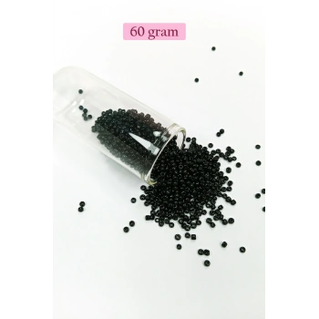 Dökme Cam Kum Boncuk (11/0) 2 mm - 60 Gram -  Siyah - BNC045
