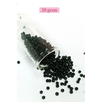 Dökme Cam Kum Boncuk (8/0) 3 mm - 20 Gram - Parlak Siyah - BNC170
