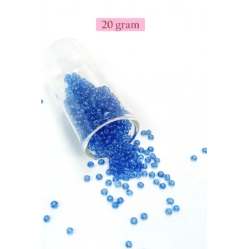 Dökme Cam Kum Boncuk (8/0) 3 mm - 20 Gram - Şeffaf Açık Mavi - BNC163