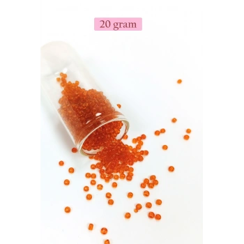 Dökme Cam Kum Boncuk (8/0) 3 mm - 20 Gram - Şeffaf Turuncu - BNC165