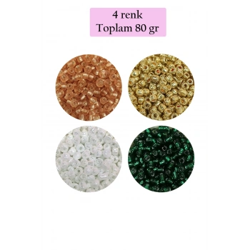 Dökme Cam Kum Boncuk (8/0) 3 mm - 4 Renk - Toplam 80 Gram - BNC416
