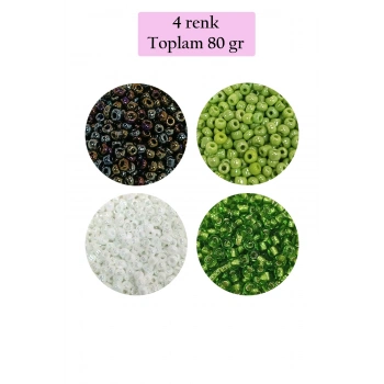 Dökme Cam Kum Boncuk (8/0) 3 mm - 4 Renk - Toplam 80 Gram - BNC418
