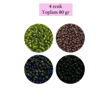 Dökme Cam Kum Boncuk (8/0) 3 mm - 4 Renk - Toplam 80 Gram - BNC422