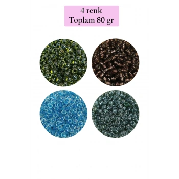 Dökme Cam Kum Boncuk (8/0) 3 mm - 4 Renk - Toplam 80 Gram - BNC423