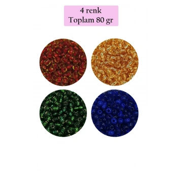 Dökme Cam Kum Boncuk (8/0) 3 mm - 4 Renk - Toplam 80 Gram - BNC424