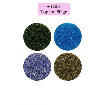 Dökme Cam Kum Boncuk (8/0) 3 mm - 4 Renk - Toplam 80 Gram - BNC425