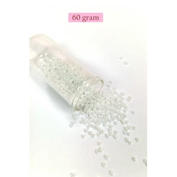 Dökme Cam Kum Boncuk (8/0) 3 mm - 60 Gram - Parlak Beyaz - BNC194
