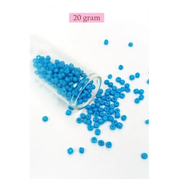 Dökme Cam Kum Boncuk Büyük Boy (6/0) 4 mm - 20 Gram - Açık Mavi - BNC106